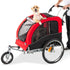 2-In-1 Dog Bike Trailer, Pet Stroller Bicycle Carrier W/ Hitch, Brakes, Visibility Flag, Reflector