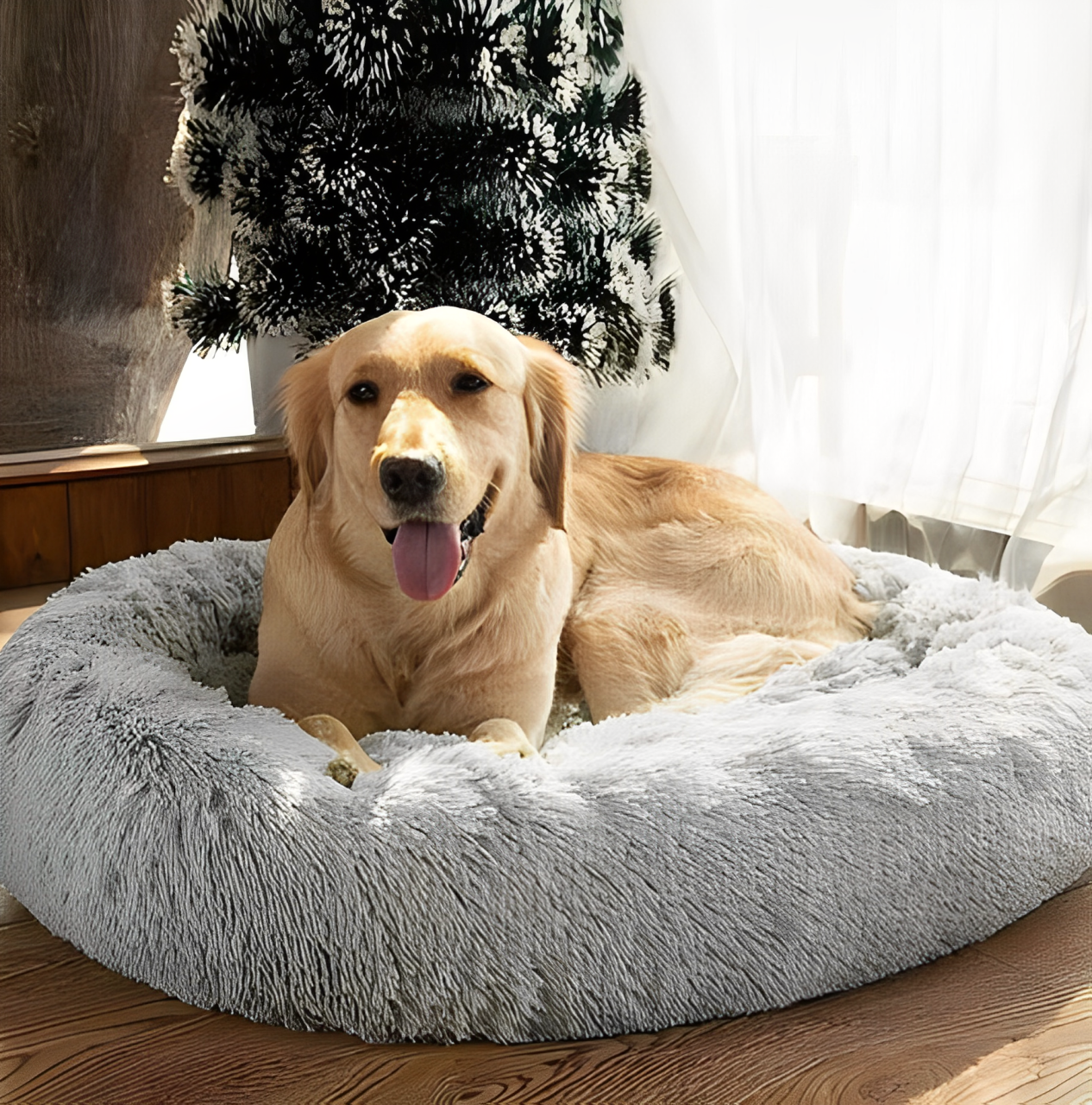 Fluffy Anti-Anxiety Pet Bed – Soft, Washable, and Cozy Faux Fur